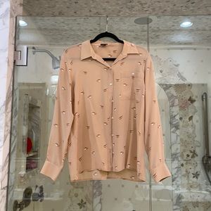 Club Monaco Silk Bird Print Button Down